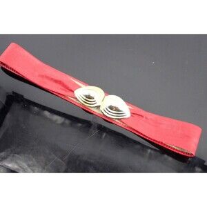 Cherry Red Wide Leather Belt Silver Buckle Medium 31" length 2" wide VTG Revcor